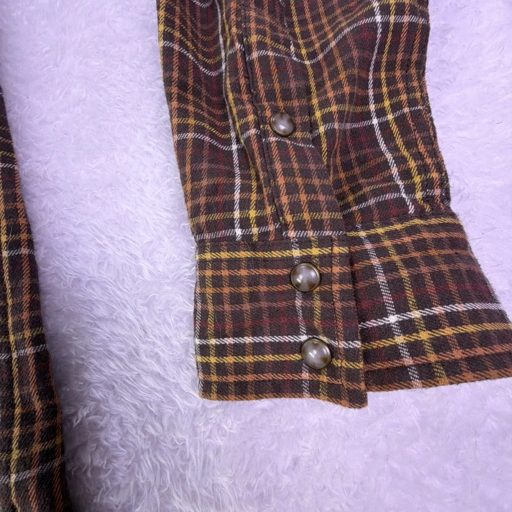 Cody James Mens XL Brown Plaid Flannel Long Sleeve Shirt Pearl Snap‎ Button-Up